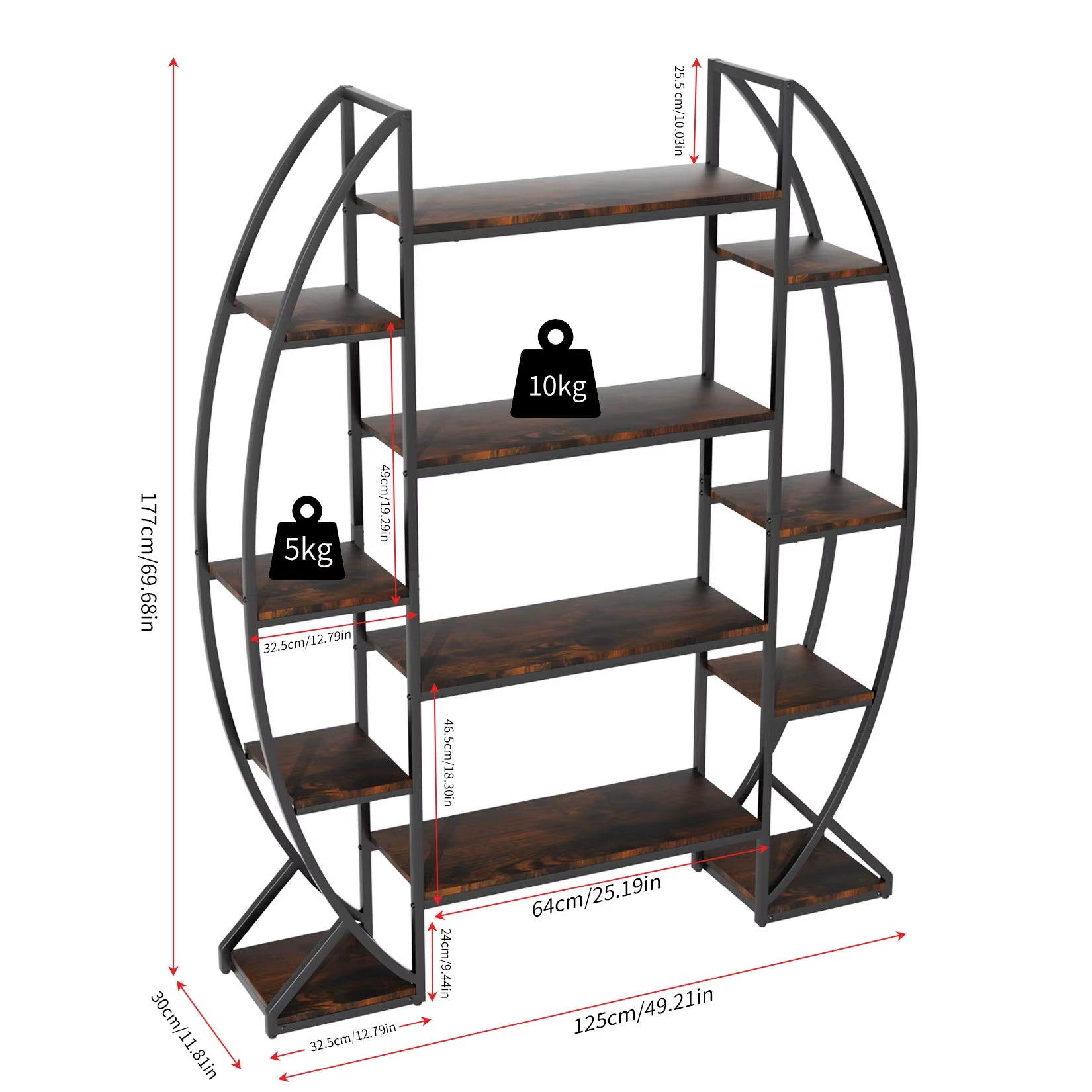 Half-Moon Shaped Storage Display Stand Multilayer Plant Flower Rack Bookshelf