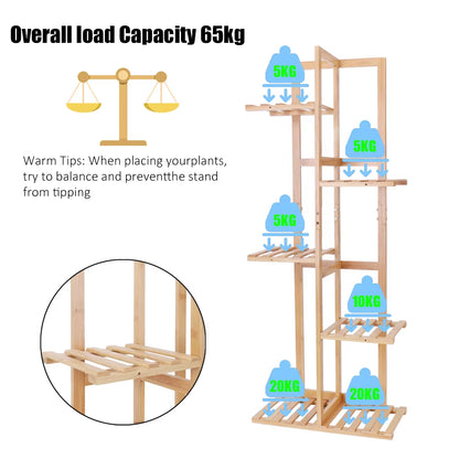 5 / 6 Tiers Tall Bamboo Plant Stand Corner Flower Display Rack for Indoor Outdoor