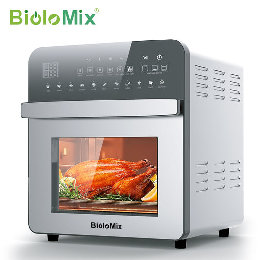 BioloMix 15L 11-in-1 Stainless Steel Air Fryer – 1700W Dual Heating Touchscreen Oven