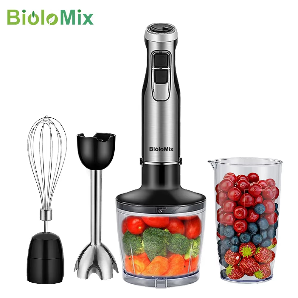 4 in 1 High Power 1200W Immersion Hand Stick Blender Mixer Includes Chopper and Smoothie Cup Stainless Steel Ice Blades