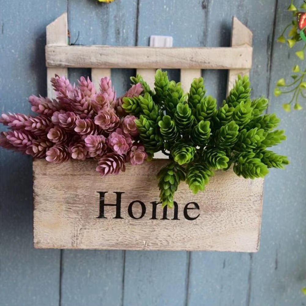 Wall-Mounted Wooden Flower Basket Wall Hanging Flower Pot Fashionable Handmade Wooden Flower Basket for Home Decoration