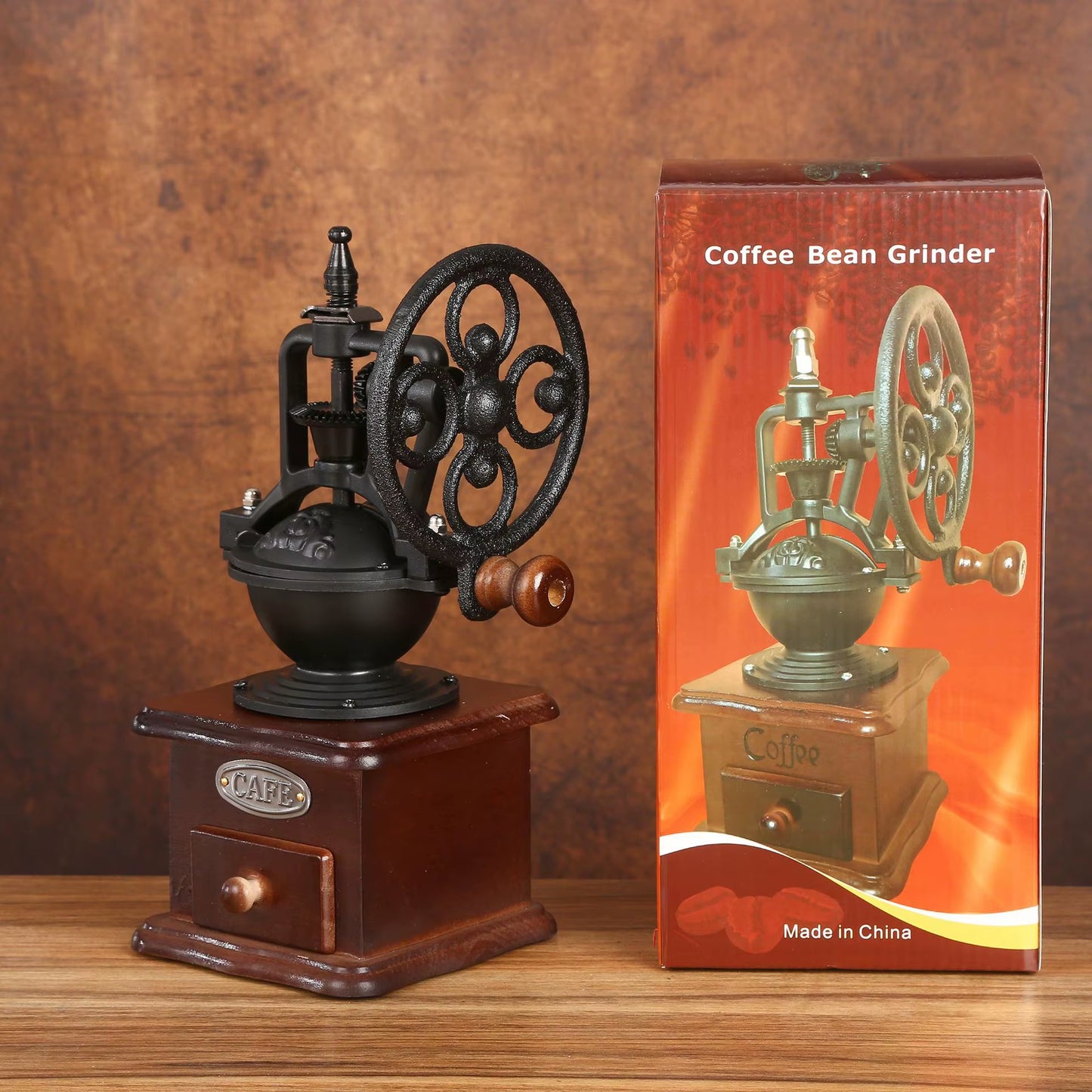 Hand Shake Coffee Bean Grinders Vintage Big Wheel Manual Coffee Machine Cast Iron Vintage Shaker Coffee Grinding Beans