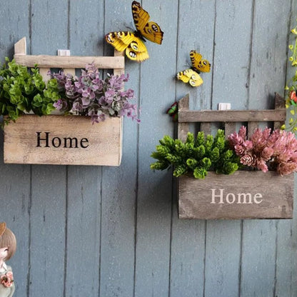 Wall-Mounted Wooden Flower Basket Wall Hanging Flower Pot Fashionable Handmade Wooden Flower Basket for Home Decoration