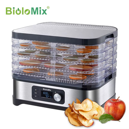 Biolomix - BPA FREE 5 Trays Food Dryer Dehydrator with Digital Timer and Temperature Control for Fruit Vegetable Meat Beef Jerky