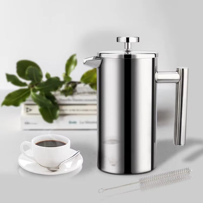 Coffee Maker French Press Stainless Steel Espresso Coffee Machine High Quality Double-Wall Insulated Coffee Tea Maker Pot 1000Ml