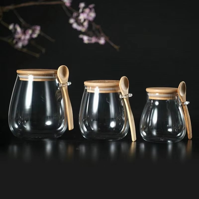 Hermetic Containers for Food Storage Pots Glass Jar with Lid Sealed Container Sugar and Tea Cans Airtight Kitchen Coffee Jars