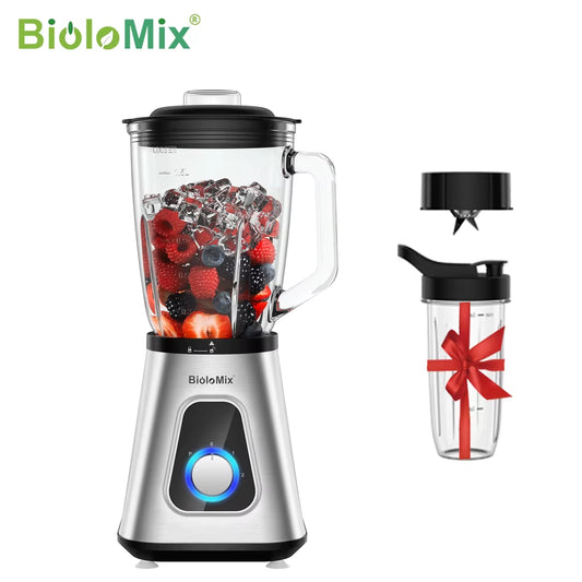 Biolomix 1300W Smoothie Blender with 1.5L Glass Jar, Personal Blenders Combo for Frozen Fruit Drinks, Sauces