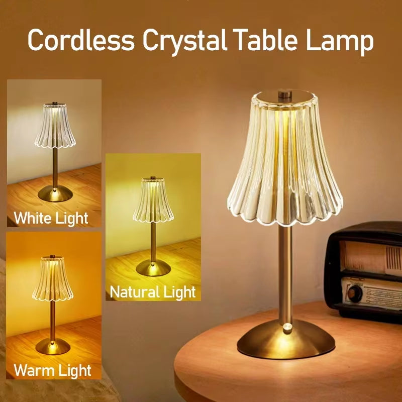 Touch Sensor Diamond Table Lamp LED Desktop Night Light Nordic Decoration Desk Lamps Bar Hotel Bedroom Bedside Crystal Lighting