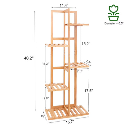 5 / 6 Tiers Tall Bamboo Plant Stand Corner Flower Display Rack for Indoor Outdoor