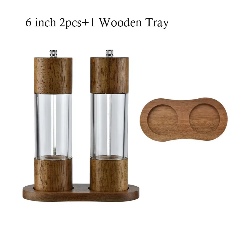 Antique Color Wooden Pepper Mill Manual Salt Spice Grinder with Adjustable Ceramic Core Pepper Grinder Kitchen Helper