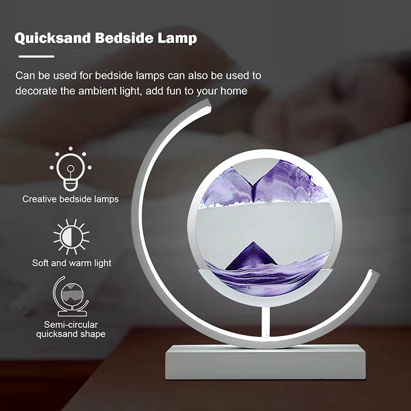 Creative LED Quicksand Art Sand Painting Hourglass Lamp Remote Control 360° Rotatable for Home Bedroom Table Desk Decoration