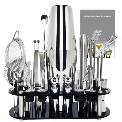 13-22Pcs 750Ml 600Ml Boston Cocktail Shaker Bar Tools Wine Mixer Set Bartender Cocktail Shaker Tool Kit with Holder