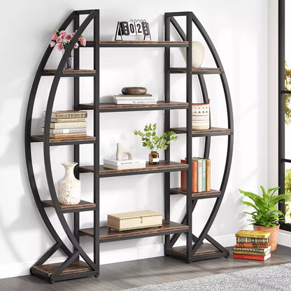 Half-Moon Shaped Storage Display Stand Multilayer Plant Flower Rack Bookshelf