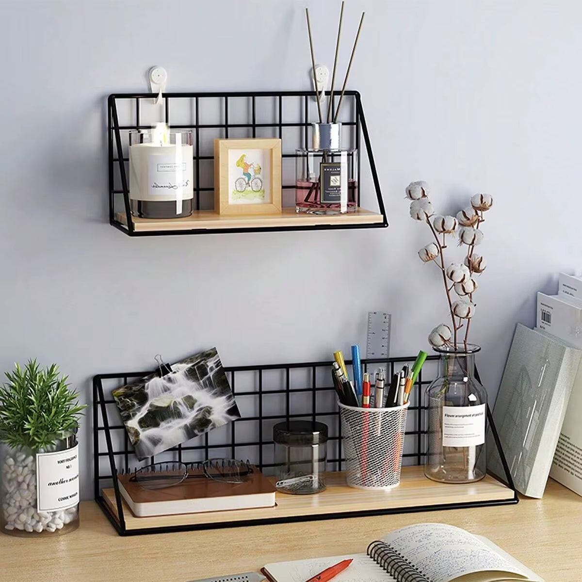 Creative Wall Mounted Shelves, Bedroom Walls, Iron Wall Hanging Baskets, Storage Racks, Storage Baskets, Hanging Racks