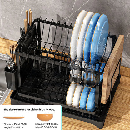 42X30X29Cm 2-Layer Kitchen Dish Bowl Drainer Storage Rack Home Tableware Drain Chopsticks Knife Fork Water Cup Storage Holder