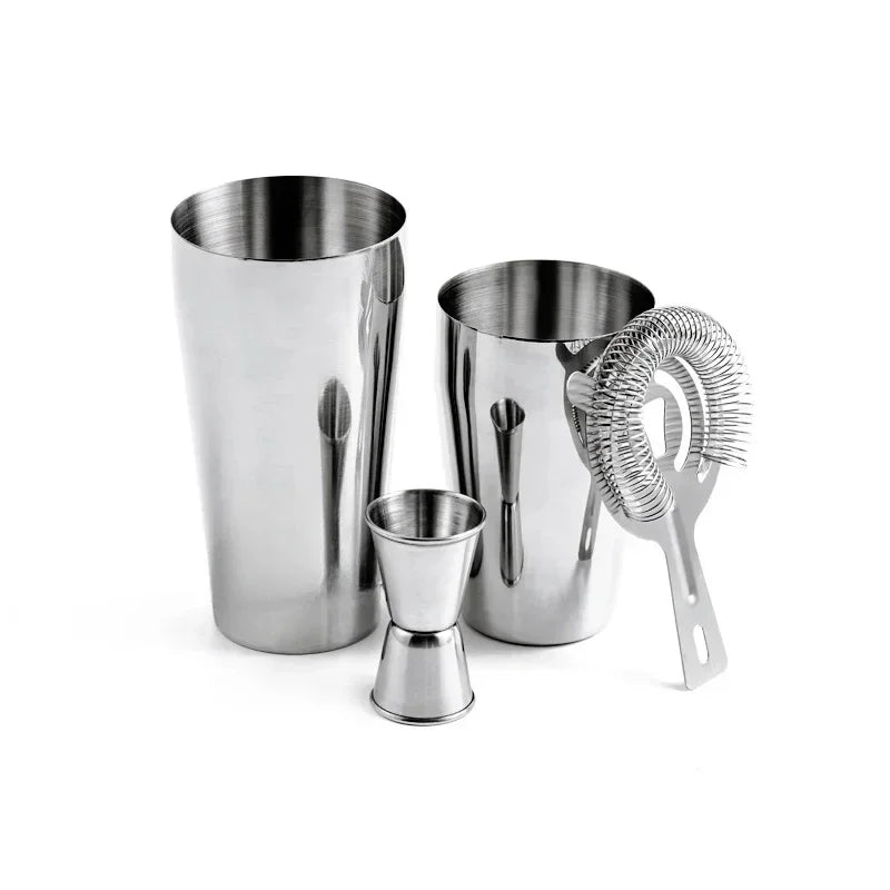 Cocktail Mixer Shaker Set 4Pcs Boston Shaker Tins Bartender Kit 18Oz & 28Oz Mixed Drink Shaker Strainer Double Measuring Jigger