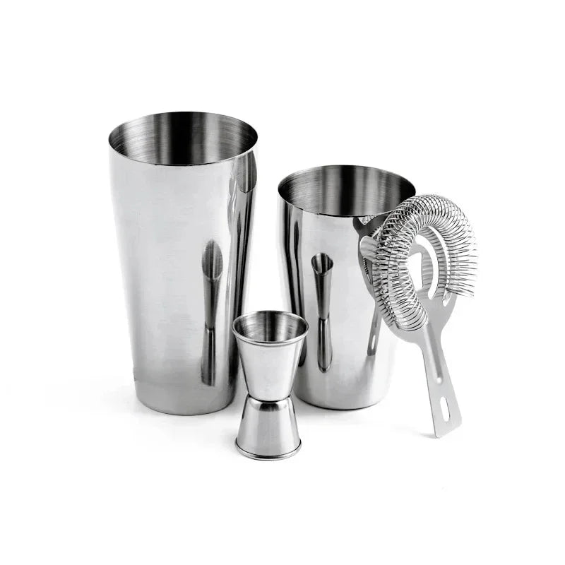 Cocktail Mixer Shaker Set 4Pcs Boston Shaker Tins Bartender Kit 18Oz & 28Oz Mixed Drink Shaker Strainer Double Measuring Jigger