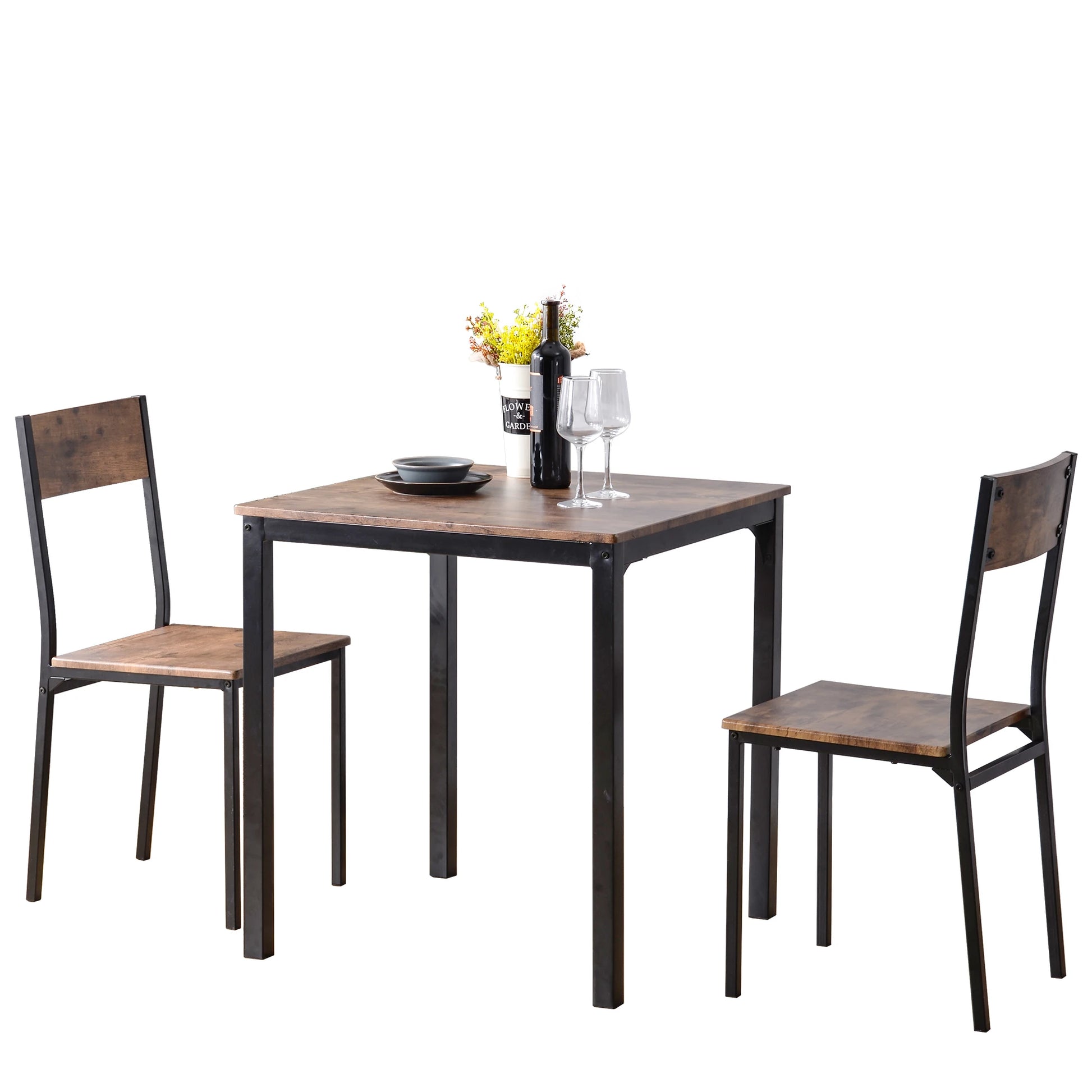 Dining Room Group Table with 2 Chairs, Balcony and Dining Room and Living Room, Vintage