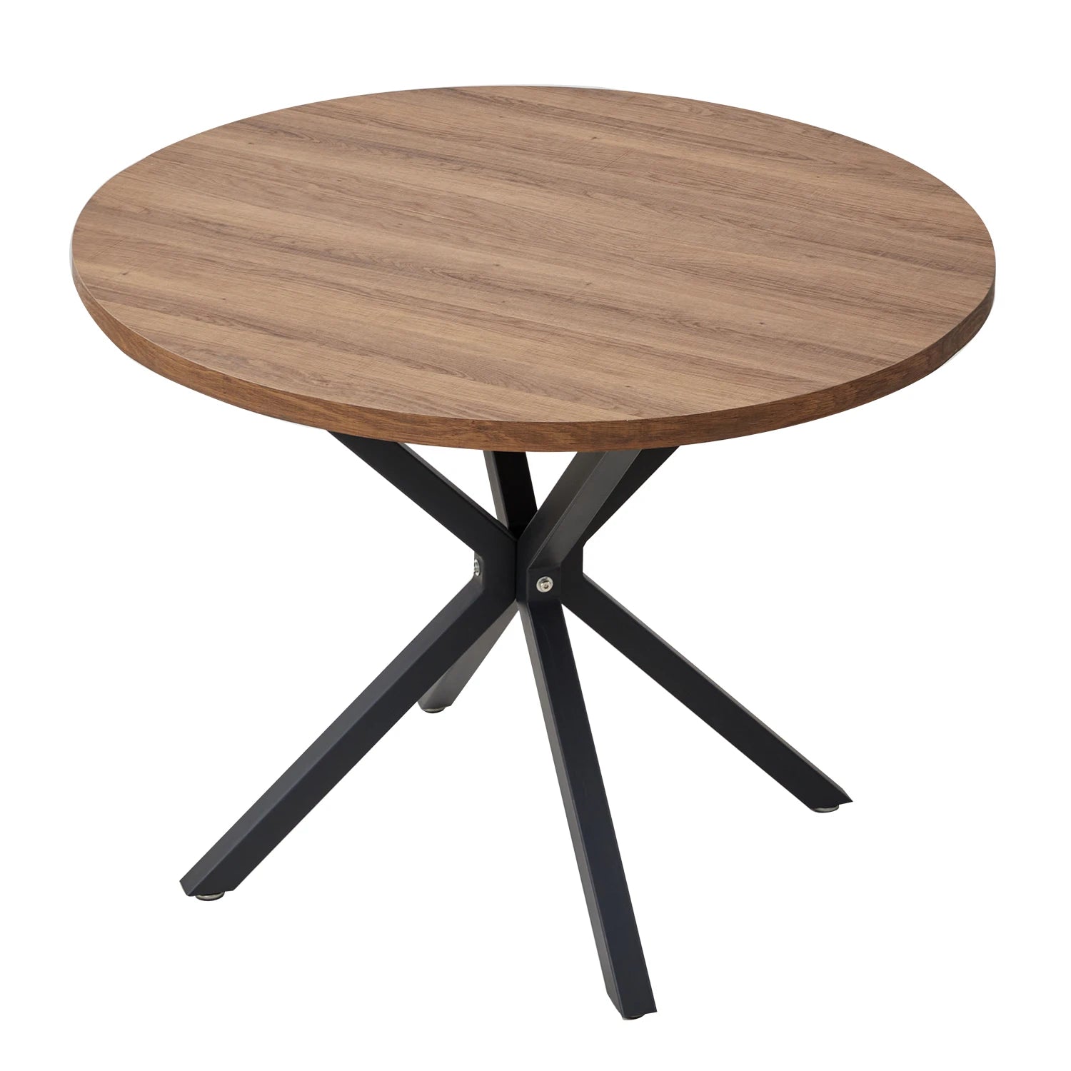 EGOONM Nordic round Table Solid Wood Table with Wooden Lid and Steel Frame Coffee Tables Living Room Office Home Furniture 100CM