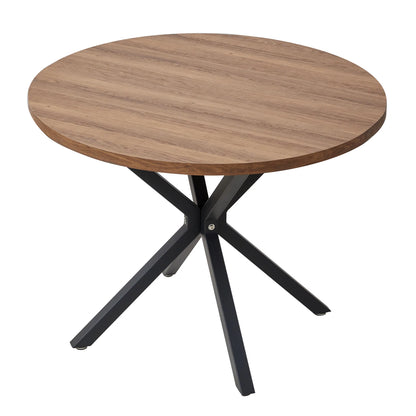 EGOONM Nordic round Table Solid Wood Table with Wooden Lid and Steel Frame Coffee Tables Living Room Office Home Furniture 100CM