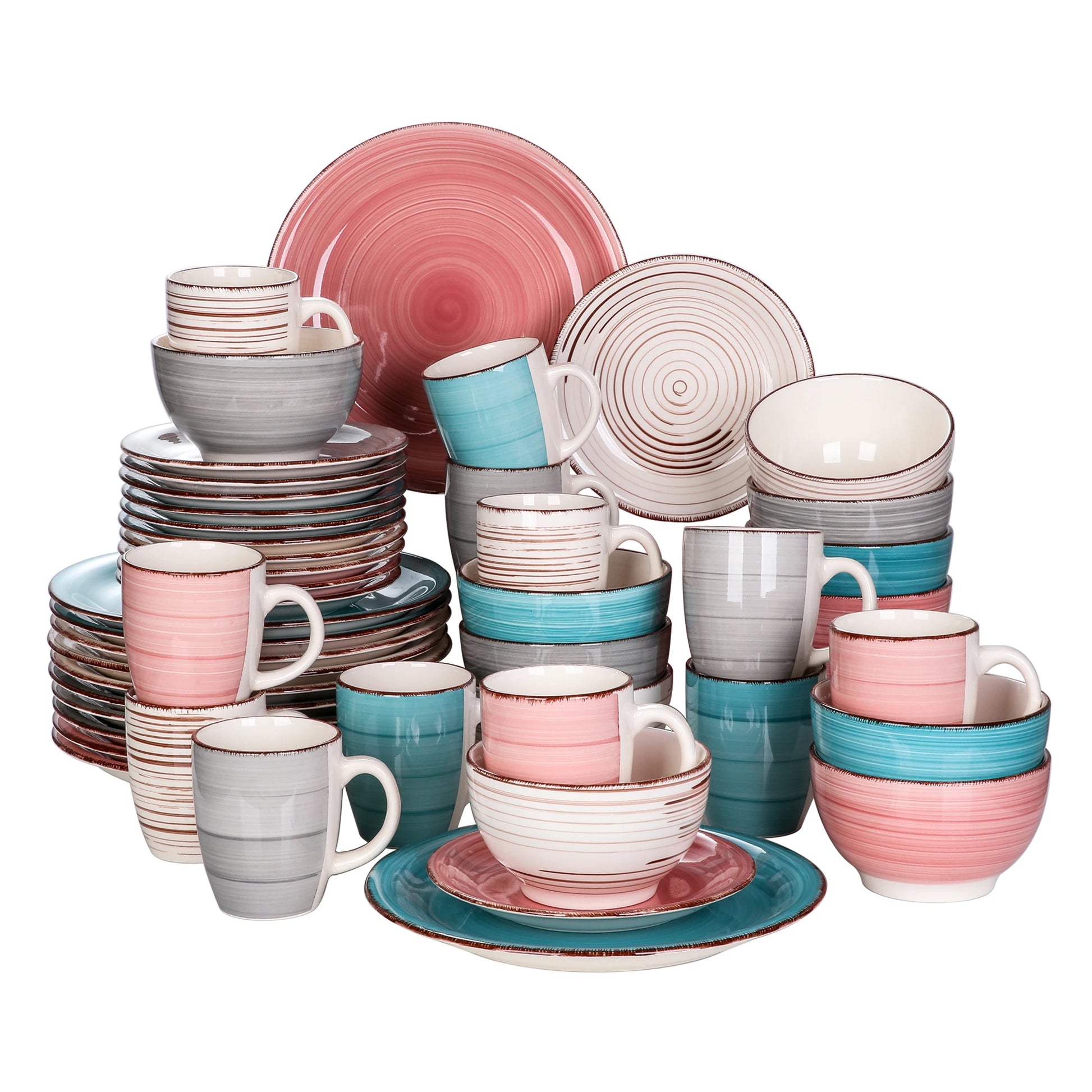 Vancasso Bella-H 16-Pieces 4-Color Porcelain Dinner Set Ceramic Tableware Set with Dinner Plate,Dessert Plate,Bowl,Mug Set