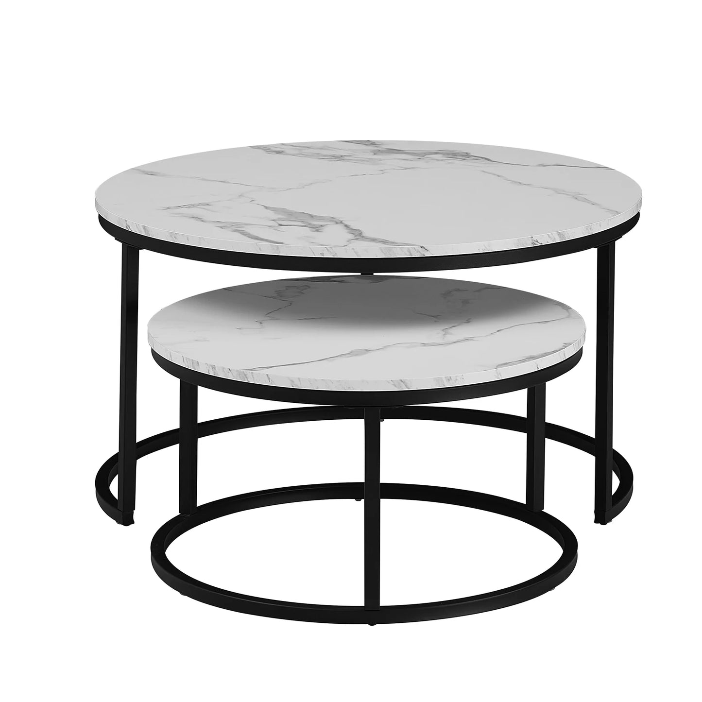 White Marble round Tea Desk End Table in Living Room Furniture Coffee Table Living Room Wooden Combination Home Metal Bracket