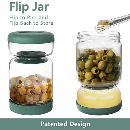 Glass Pickles Jar with Lids Strainer Olives Hourglass Jug Food Storage Kimchi Container Jalapenos Fermentation Kitchen Separator