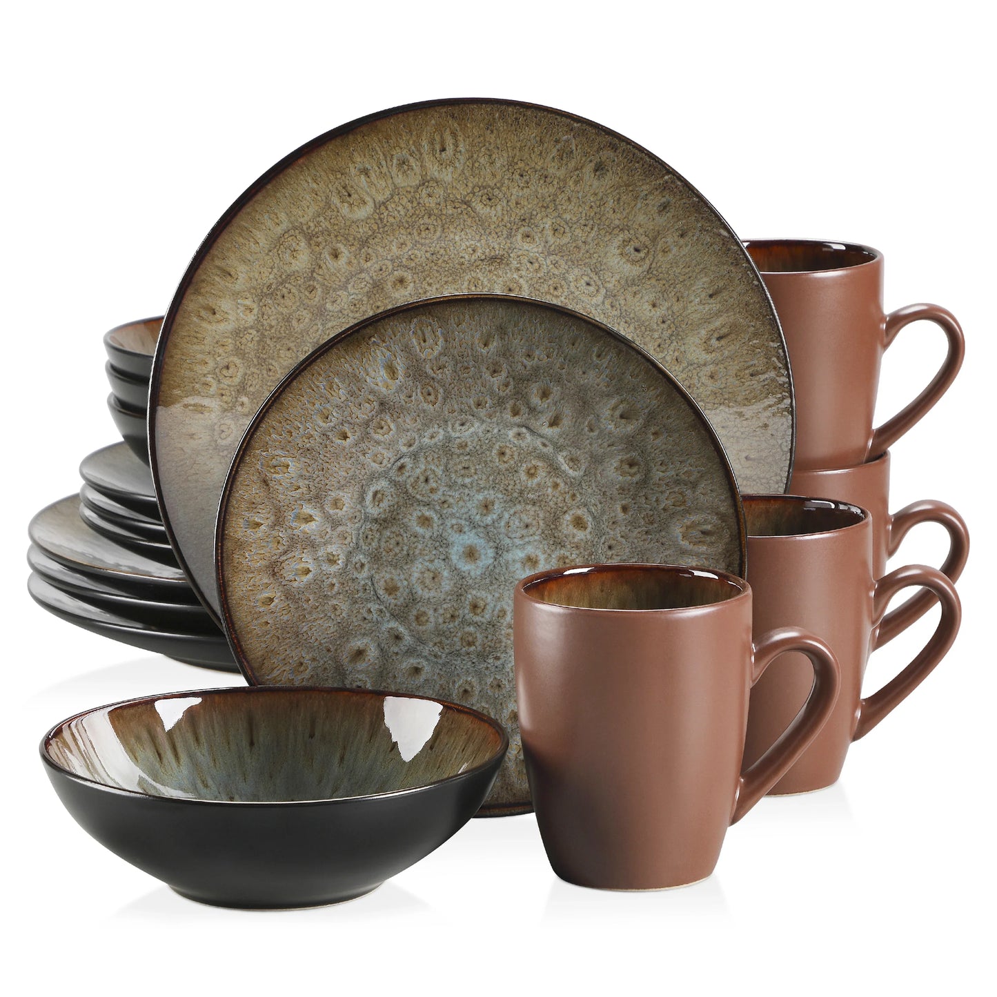 Vancasso Bubble Vintage Stoneware Dinnerware Set – Rustic Plates, Bowls & Cups