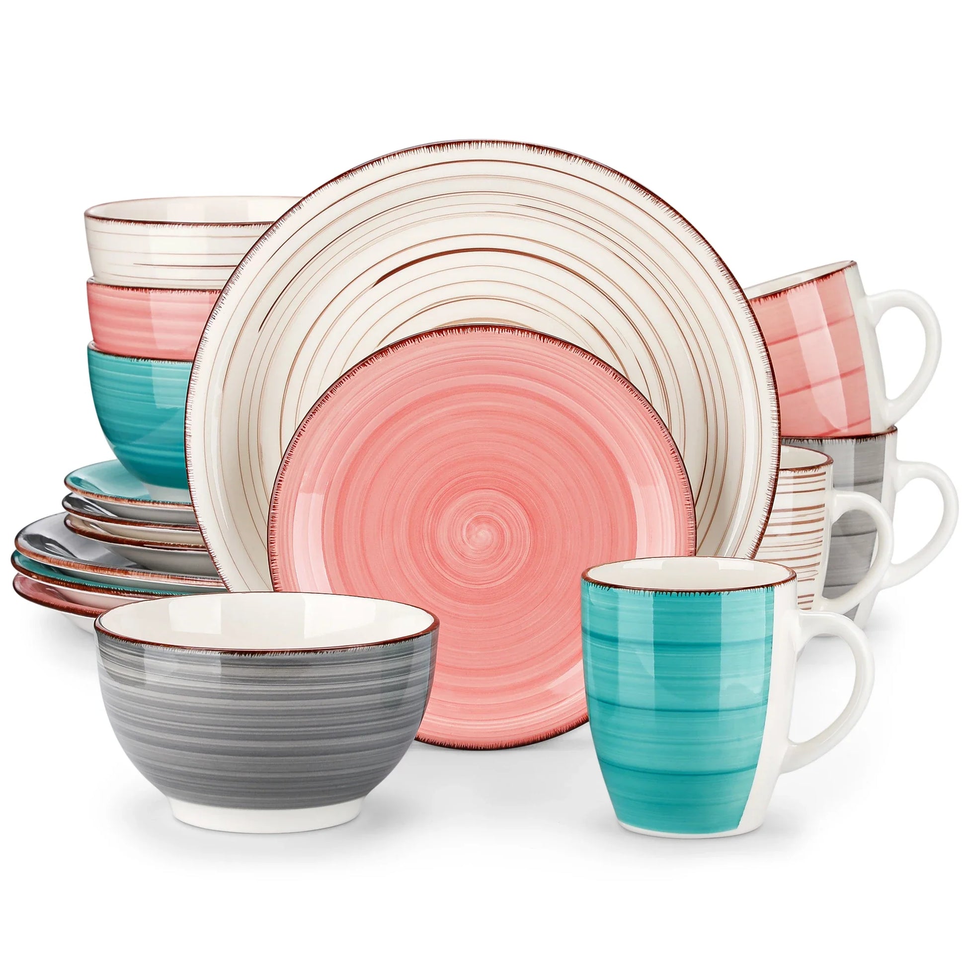 Vancasso Bella-H Colorful Porcelain Dinnerware Set – Plates, Bowls & Mugs