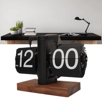 Digital Flip down Clock Retro Automatic Turning Battery Operated Mechanical Clock for Home Room Office Decoration