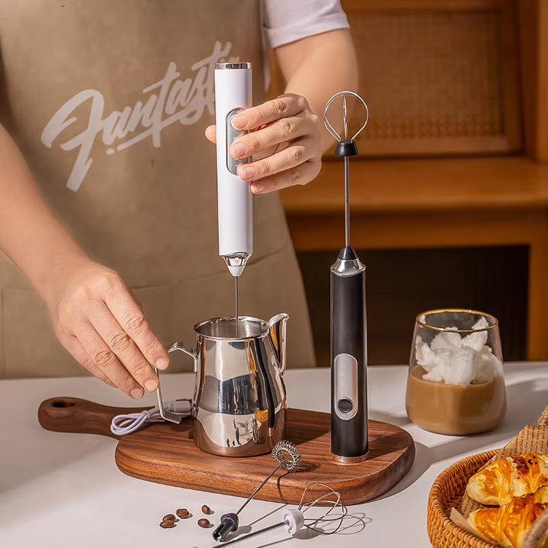 Electric Milk Foamer Blender Wireless Coffee Whisk Mixer Handheld Egg Beater Cappuccino Frother Mixer USB Portable Kitchen Tools