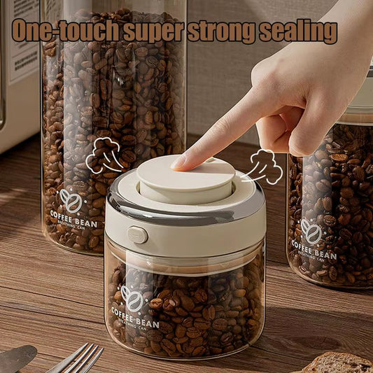 Coffee Bean Container Glass Food Storage Container Leak-Proof Vacuum Coffee Canister Coffee Storage Container with Airtight Lid