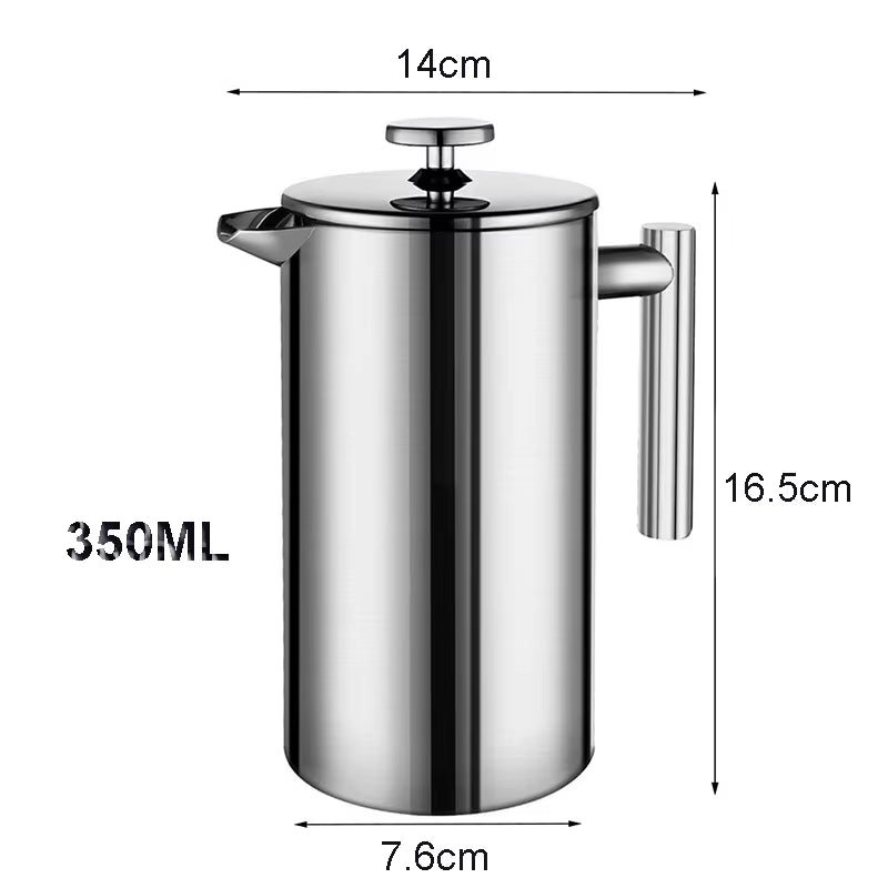 Coffee Maker French Press Stainless Steel Espresso Coffee Machine High Quality Double-Wall Insulated Coffee Tea Maker Pot 1000Ml