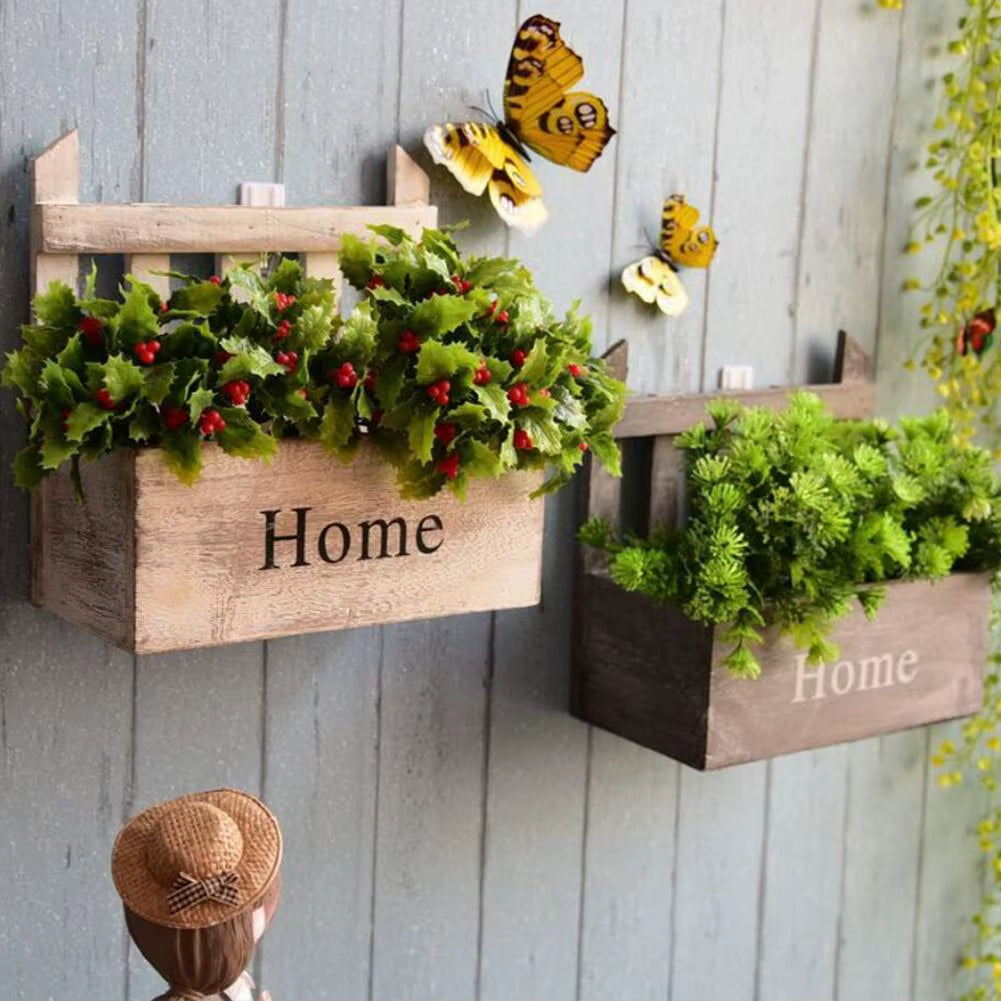 Wall-Mounted Wooden Flower Basket Wall Hanging Flower Pot Fashionable Handmade Wooden Flower Basket for Home Decoration