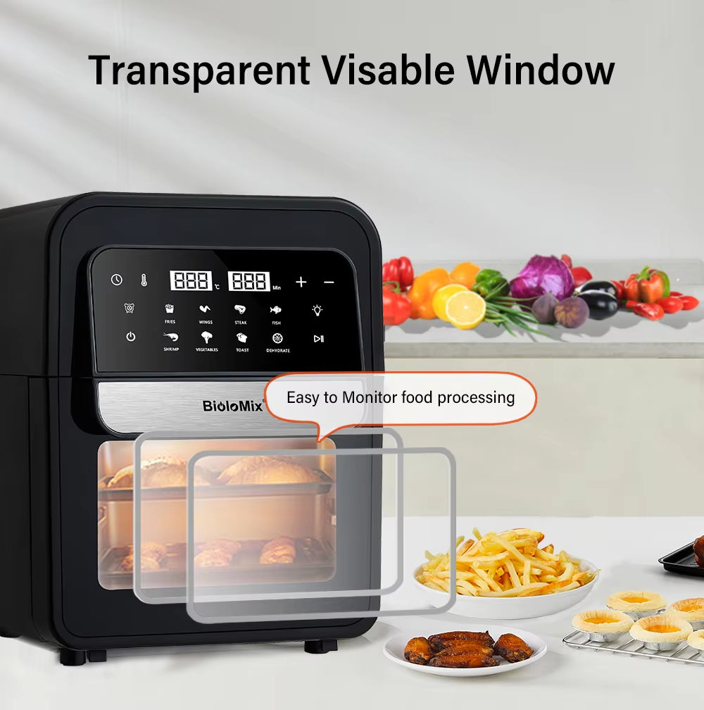 7L Multifunctional Air Fryer and Electric Oven with Dehydrator and Convection Features, Touch Screen Presets for Frying and Roasting